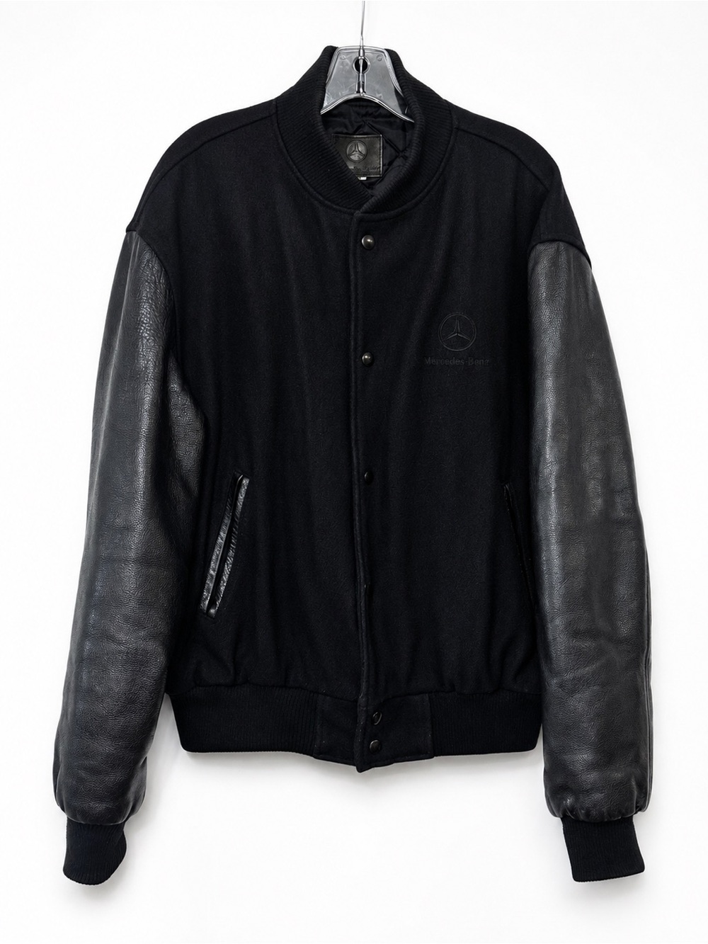 Vintage Mercedes Benz Wool & Genuine Leather Varsity Jacket Size XL